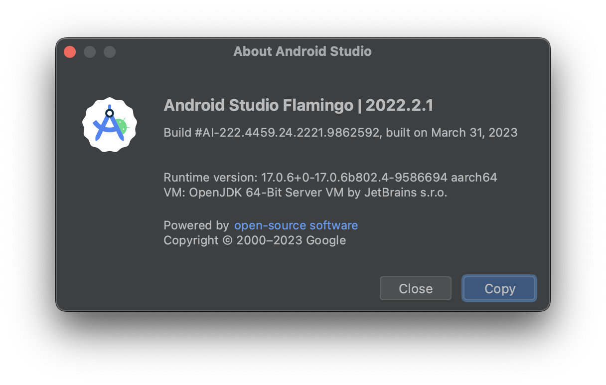 Know Android Studio version is for M1 M2 Mac